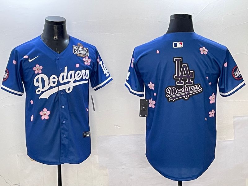 Men Los Angeles Dodgers Blank Blue Sakura Edition 2025 Nike MLB Jersey style 20